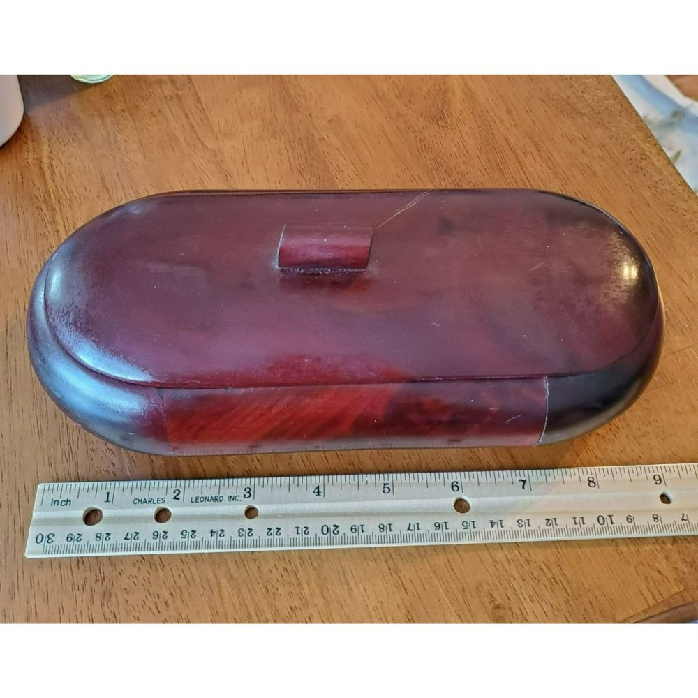 Hand Crafted Oval Wooden Box with Lid, Jewelry Box, Pen Box, Man's Valet Box - Picture 3 of 3